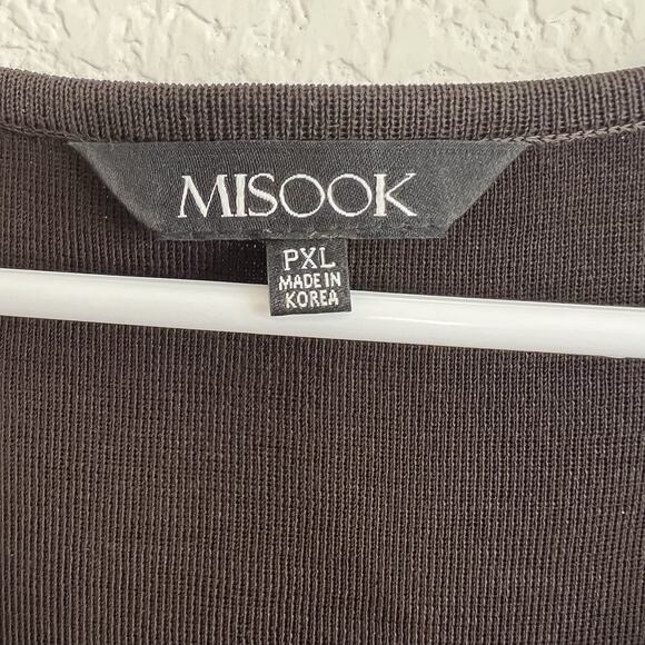 Misook V-Neck Brown Knit Midi Sheath Dress 3/4 Sleeve Petite XL Career Office V1 - Picture 4 of 4